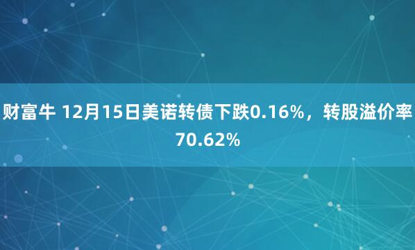 财富牛 12月15日美诺转债下跌0.16%，转股溢价率70.62%
